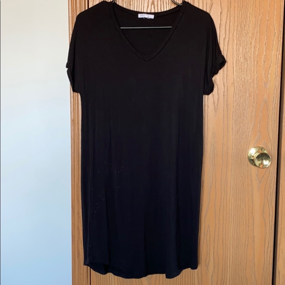 Black v-neck mini dress